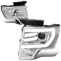 DNA MOTORING HL-3D-F15009-CH-CL1 Chrome Housing Projector Headlights With 3D LED Running Light Bar Compatible with 09-14 F150