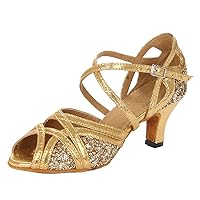Women's Comfort Ankle Strap Glitter Synthetic Salsa Tango Ballroom Latin Modern Dance Wedding Shoes