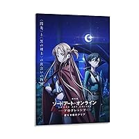 SJRENDKJ Anime Sword Art Online Edgy Starless Night Canvas Poster Wall Art Paintings Canvas Wall Decor Home Decor Living Room Decor Aesthetic 20x30inch(50x75cm) Frame-style