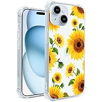 Hi Space Compatible with iPhone 15 Case Sunflowers 6.1 inch 2023, Yellow Flower Design Case for Women, Clear Soft TPU Stylish Cute Slim Raised Lips Anti-Scratch Protective Case for iPhone 15