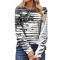 Women's Long Sleeve Tops Fashion Casual Print Round Neck Pullover Top Blouse Y2K, S-3XL