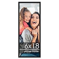 Poster Palooza 6x18 Frame Black Solid Wood Picture Frame - UV Acrylic, Foam Board Backing & Hanging Hardware Included