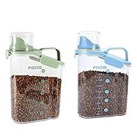 Dog Food Storage Container, Pet Food Storage Containers with Airtight Pour Spout, Cat Food Container with Measuring Cups, Portable Travel Pet Food Container for Dogs, Cats (Green&Blue)