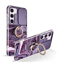 GVIEWIN Bundle - Compatible with Samsung Galaxy S24 Plus Case Full Body Cover + Magnetic Phone Ring Holder (Quicksand/Purple)