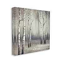 Stupell Industries Misty Birch Tree Forest Muted Landscape Gray, Designed by Michael Marcon Canvas Wall Art, Grey, 24x24