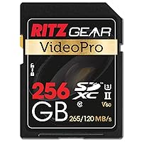 Ritz Gear 256GB High-Speed SDXC UHS-II SD Card, C10, U3, V60, Full-HD & 8K Memory Card for DSLR, Cinema-Quality Video Cameras