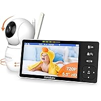 HelloBaby 720P 5.5'' HD Baby Monitor with Camera and Audio No WiFi, Video Baby Monitor, Remote Pan Tilt Zoom Wide View Range, 1080P Infant Camera, Night Light, Hack Proof, 4000mAh Battery, 1000ft