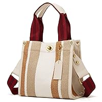 Tote Bag Hobo Bag for Women Canvas Shoulder Bag Chic Crossbody Bag Satchel Large Handbag Color Contrast Stripe