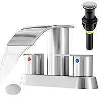 Waterfall Bathroom Sink Faucet 4 Inch Faucet Bathroom with Pop Up Drain 2 or 3 Holes Bathroom Basin Lavatory Mixer Tap with Deck Mount Plate