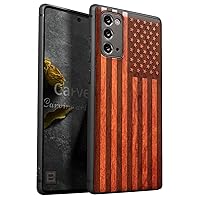 Carveit Wood Case for Galaxy Note20 Case [Hard Real Wood & Black Soft TPU] Shockproof Protective Cover Unique & Classy Wooden Case Compatible with Samsung Note20 5G (American Flag-Rosewood)