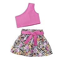 AMMENGBEI Girls Skirt Outfit Sleeveless Crop Top and Skirt Set Kids 2Pcs Summer Clothes