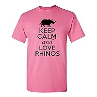 Keep Calm and Love Rhinos Animal Lover Adult T-Shirt Tee