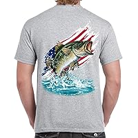 Adult 100% Cotton Supersoft Bass Flag Fishing T Shirt