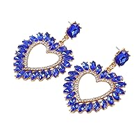 Peach Heart Earrings High-quality Alloy Women's Drop Shape Pendant Dangle with Shiny Rhinestones Streetwear