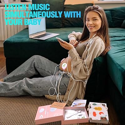 Fivean Baby Bump Headphones,Pregnancy Headphones for Belly,Safely Play Music, Sounds,and Voices to Your Baby in The Womb,with Apple and Android