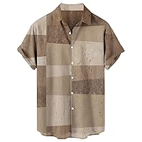 Plaid Holiday Funny Shirts for Men Casual Button Up Cuban Guayabera Shirts Short Sleeve Contrast Mexican Beach Shirt