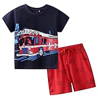 Toddler Boy Clothes Kids Summer Cotton Outfits Shirt Short Sets Size 2-7