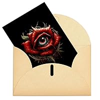 Eye in Red Roses Greeting Card All Occasion Cards Adult Birthday Card with Envelopes for Women Men