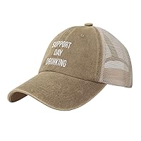 Support Day Drinking Mesh Hat Women Headwear Funny Washed Cowboy Baseball Cap Dad Sunhat