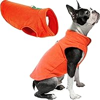 Gooby Fleece Vest Dog Sweater - Pumpkin, Large - Warm Pullover Fleece Dog Jacket with O-Ring Leash - Winter Small Dog Sweater Coat - Cold Weather Dog Clothes for Small Dogs Boy or Girl