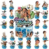 25Pcs Moana Cake Toppers Moana Birthday Party Supplies Moana Party Cupcake Decorations