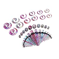 WBRWP 48/54pcs Ear Stretching kit Acrylic Tapers and Plugs with Double O-Ring Ear Expander Gauges Stretcher Body Piercing Jewelry 2g-3/4/14g-00g