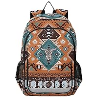 ALAZA Indian Tribal Aztec Geometric Skulls Backpack Bookbag Laptop Notebook Bag Casual Travel Trip Daypack for Women Men Fits 15.6 Laptop