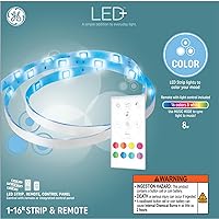 GE LED+ Color Changing LED Light Strip, 8W, Music Syncing Strip Light with Remote, 16ft