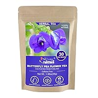 FullChea - Butterfly Pea Flower Tea Bags, 30 Teabags, 1.3g/bag - Premium Dried Butterfly Pea, Cultivated From Thailand - Non-GMO - Caffeine-free - Rich In Antioxidants & Support Eye Health
