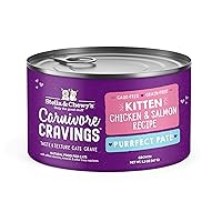 Stella & Chewy’s Carnivore Cravings Purrfect Pate Cans – Grain Free, Protein Rich Wet Cat Food – Cage-Free Chicken & Salmon Kitten Recipe – (5.2 Ounce Cans, Case of 8)