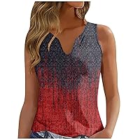 Tank Top for Women V Neck Sleeveless Tshirts Summer Loose Basic Tops Print Shirt Woman Graphic Tees Casual Blouse