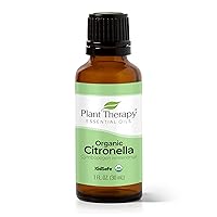 Plant Therapy Citronella Organic Essential Oil 100% Pure, USDA Certified Organic, Undiluted, Natural Aromatherapy, Therapeutic Grade 30 mL (1 oz)