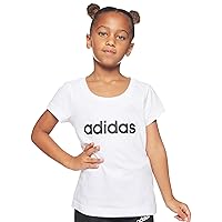 adidas Girls Tshirt Training Essential Tee Young Lifestyle Fashion New (DV0357_116) White/Black
