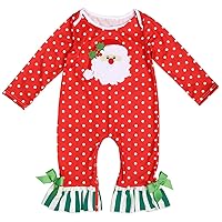 IBTOM CASTLE Baby Girl Icing Ruffle Jumpsuit Pants Long Sleeve Christmas Floral Romper for Kids Pajamas Birthday Outfit