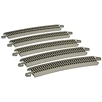 Bachmann Trains - Snap-Fit E-Z TRACK 26” RADIUS CURVED TRACK (5/card) - NICKEL SILVER Rail With Gray Roadbed - HO Scale