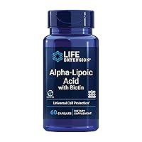 Alpha-Lipoic Acid with Biotin, for Cell Protection, Universal antioxidant for Liver & Nerve Health, Gluten-Free, Non-GMO, 60 Capsules