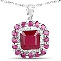 8.48 Carat Glass Filled Ruby and White Topaz .925 Sterling Silver Pendant