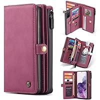 Ultra Slim Case Case for Samsung Galaxy S20 Plus Multifunctional Wallet Mobile Phone Leather Case Zipper & Detachable Magnetic Phone Case (with 17 Card Slots) Premium TPU+PC Case Phone Back Cover