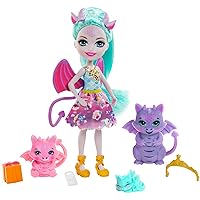 Enchantimals Royal Family Toy Set, Deanna Dragon Doll (6-in), 3 Dragon Figures and 4 Accessories, Great Toy for 3-8 Year Olds