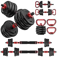 Adjustable Dumbbell Set 20LBS/35LBS/55LB/70LBS/90lbs Free Weights Dumbbells, 4 in 1 Weight Set, Dumbbell, Barbell, Kettlebell, Push-up, Home Gym Fitness Workout Equipment for Men Women