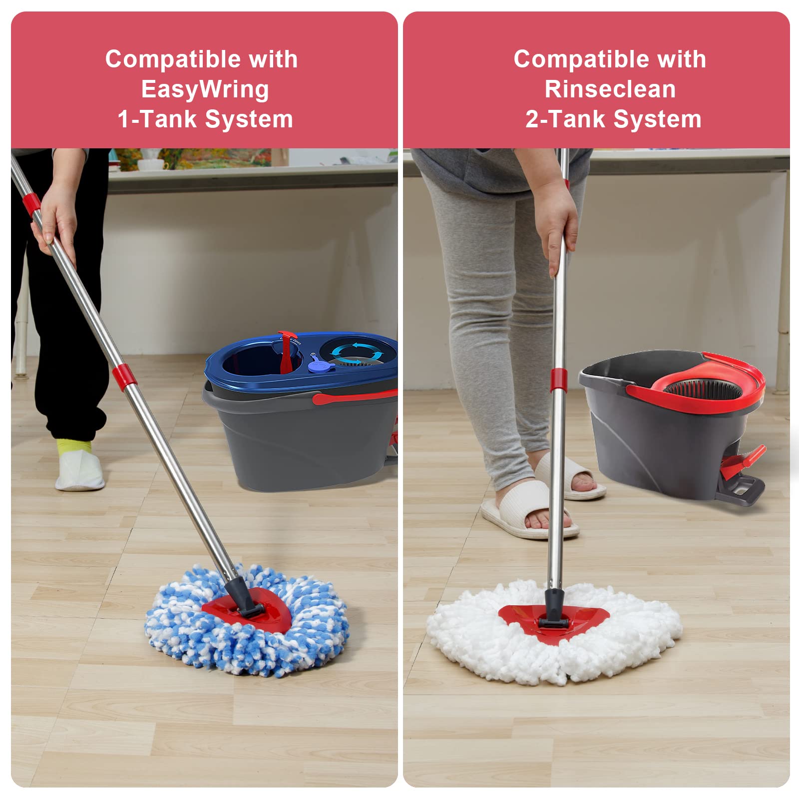 Spin Mop Replacement Handle - 4 Section Mop or Broom Handle/Stick Compatible with O Cedar Spin Mop Refills and Brooms, 30