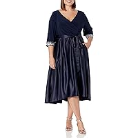 Alex Evenings Women's Plus Size Satin Ballgown Dress with Sleeve