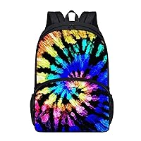 Retro Backpack for Kids Tie Dye Print Travel Daypack Large Capacity School Bookbag for Boys Lightweight Laptop Bag 17 Inch