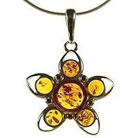 Baltic amber and sterling silver 925 designer cognac star pendant necklace - 10 12 14 16 18 20 22 24 26 28 30 32 34 36 38 40