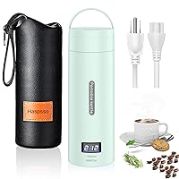 Electric Kettle for Travel, Portable Small Tea Coffee Hot Water Boiler, Mini Stainless Steel Water Kettle With 1 Cup Sleeve, 4 Temperature Control, Auto Shut-Off & Boil Dry Protection, Green