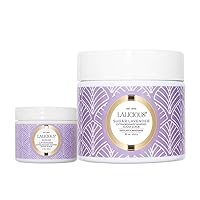 Lalicious Sugar Lavender Duo Bundle - 2-Piece Exfoliating Skincare Set Includes 2 Whipped Lavender Sugar Scrubs - 1 Full-Size and 1 Travel-Size - Cane Sugar Body Scrubs
