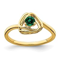 14k Created Synthetic Emerald Triangle Ring RM7395-CEM-Y