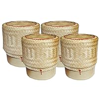 Thai Sticky Rice Basket (Pack of 4) Handmade Bamboo Rice Container