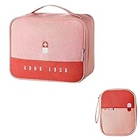 Travel Medicine Bag for Travel, Mom and Son First Aid Bag Empty for Camping Hiking(Pink)