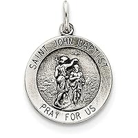 Sterling Silver Round Antiqued Medal Pendant Necklace Chain Included
